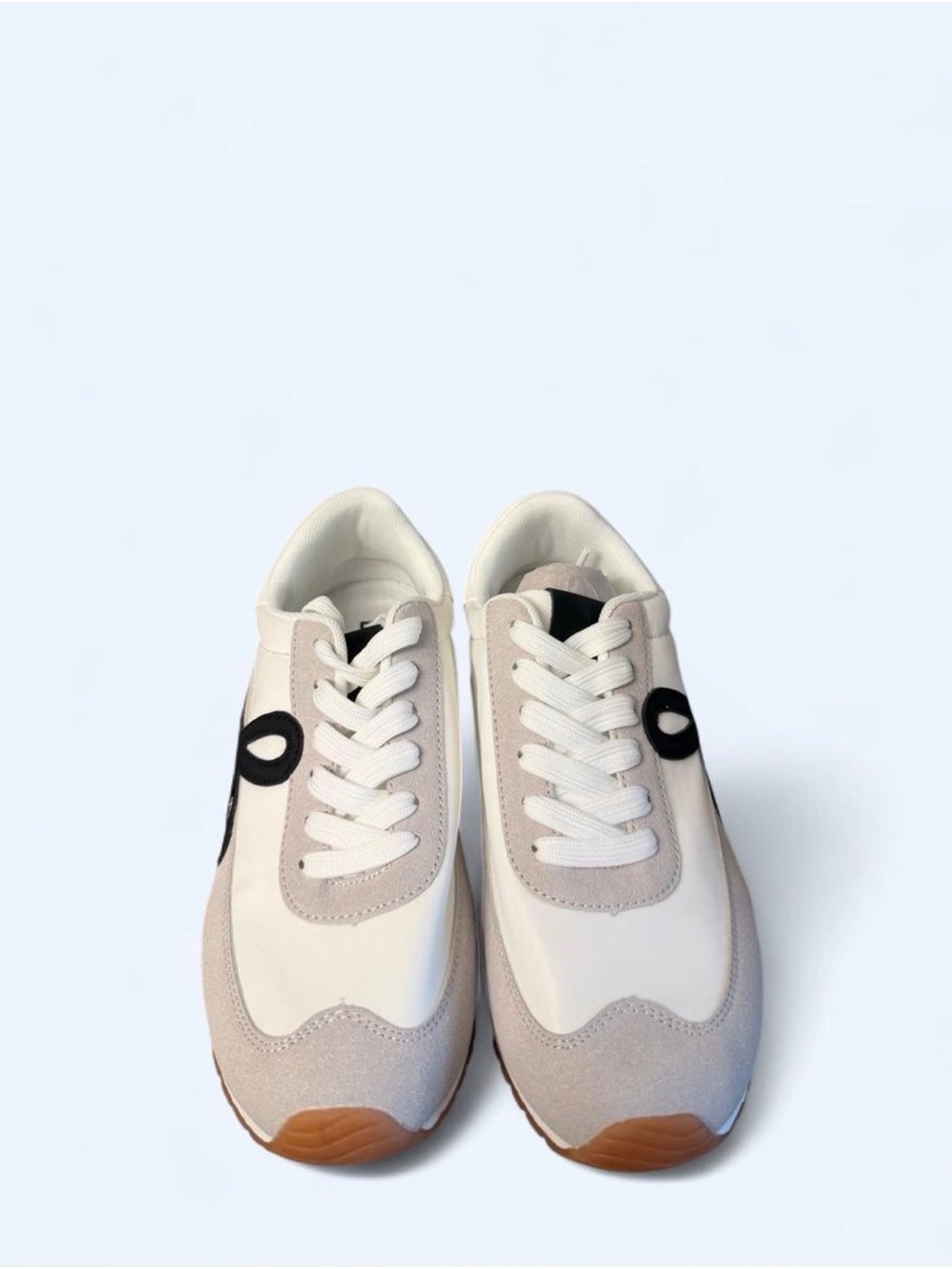 Berness (Simone)Women’s Neutral White and Light Gray Lace-Up Sneakers